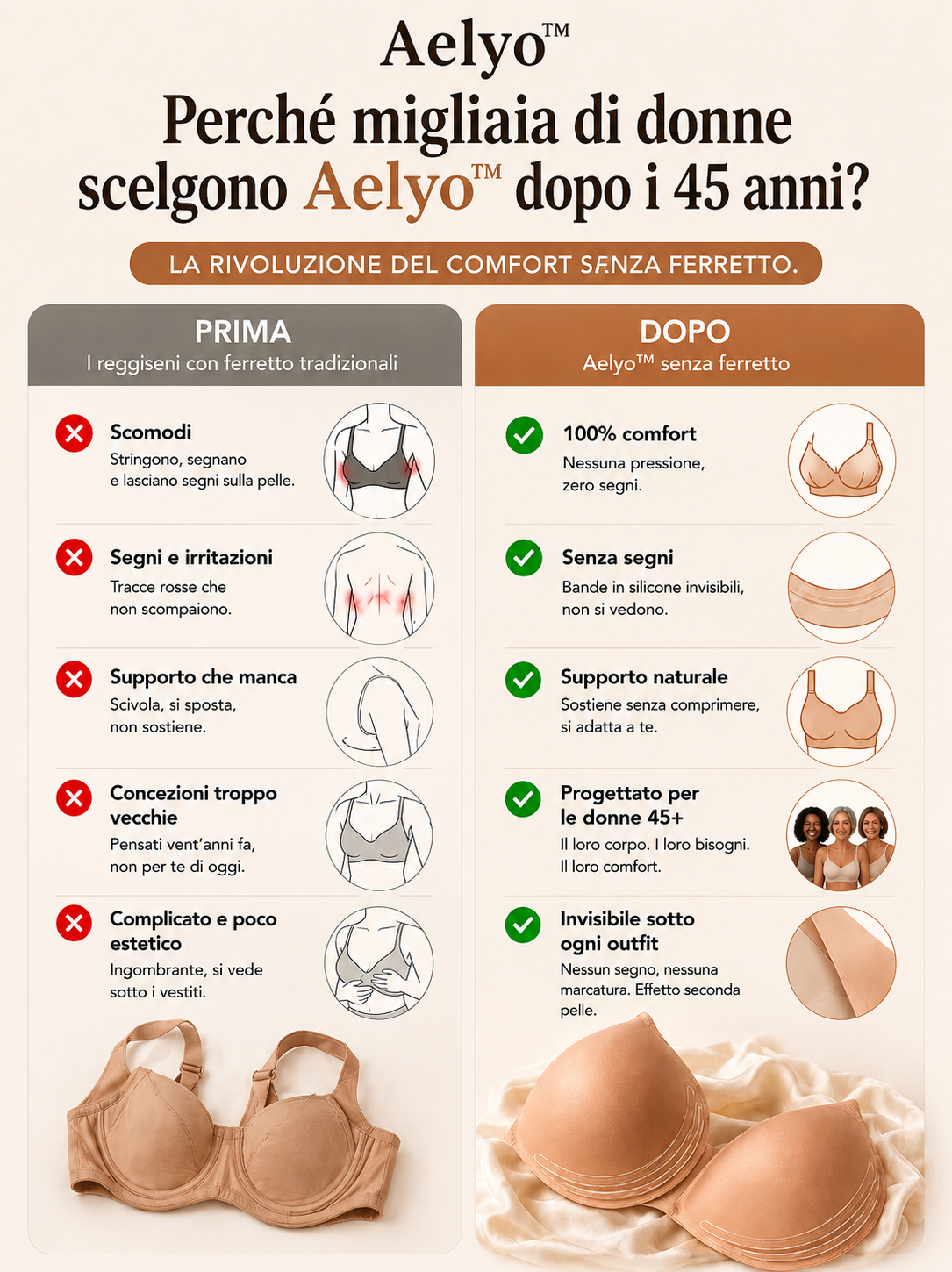 Il reggiseno senza ferretto Aelyo 3D Lift™